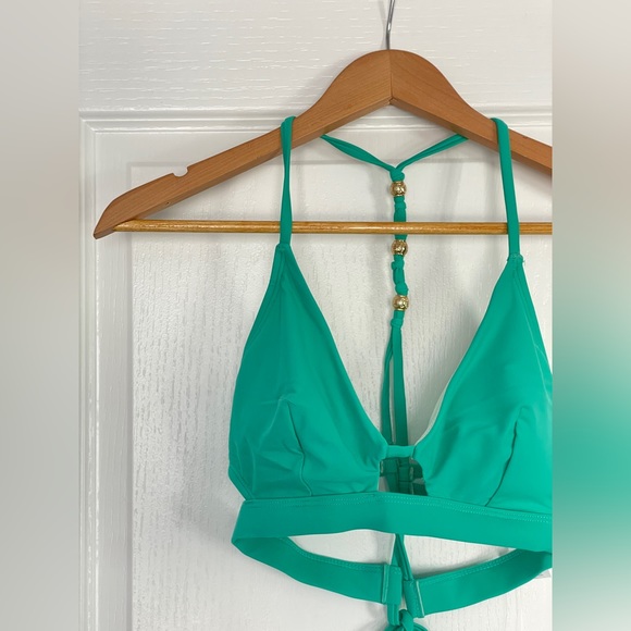 NWT Cupshe Tie Dye Water Garden Lace-Up Top & Ultra Cheeky Bikini Set - Picture 3 of 8